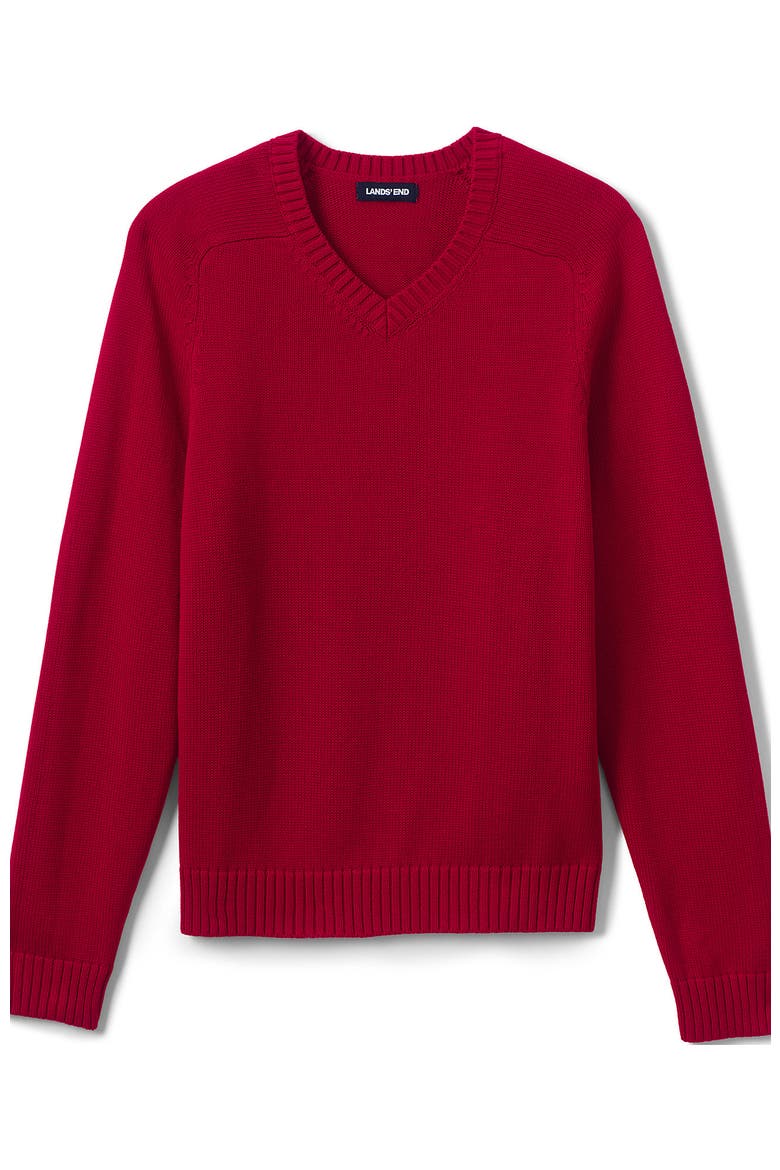 School Uniform Young  Cotton Modal V-neck Sweater, Alternate, color, Red