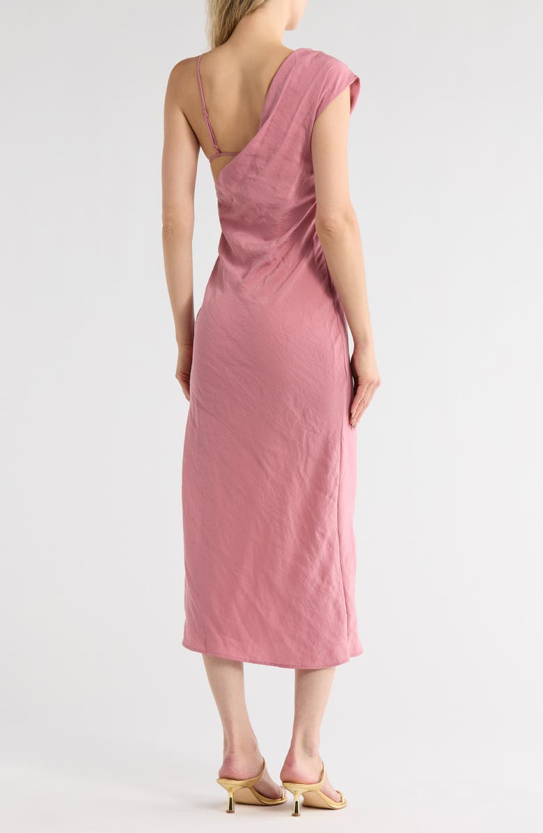 ASOS DESIGN One Shoulder Midi Dress, Alternate, color, Pink