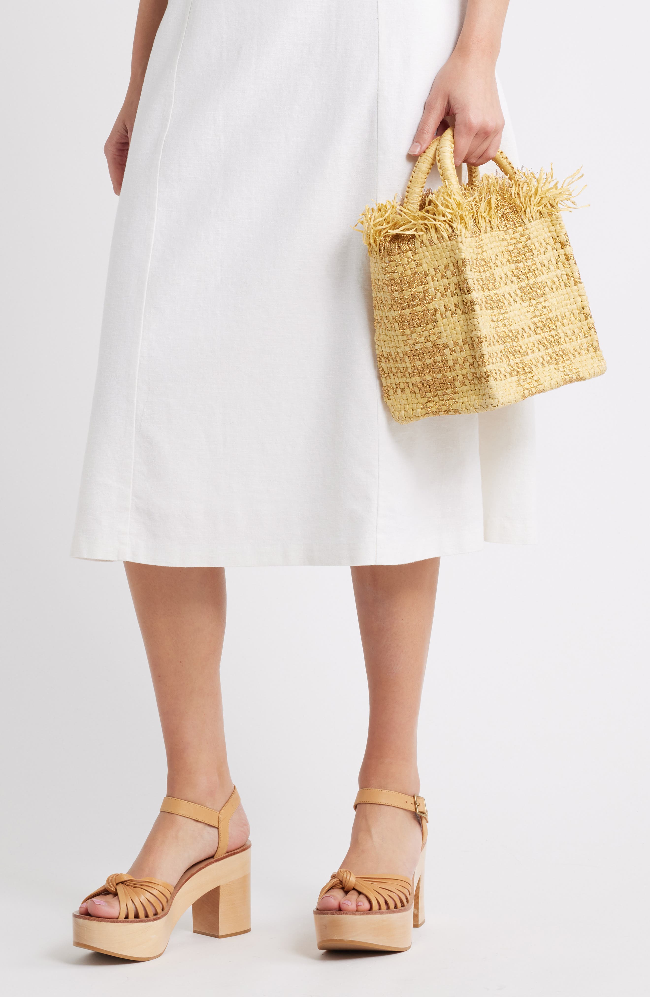 Mini Check Mate Raffia Handbag, Alternate, color, GOLD