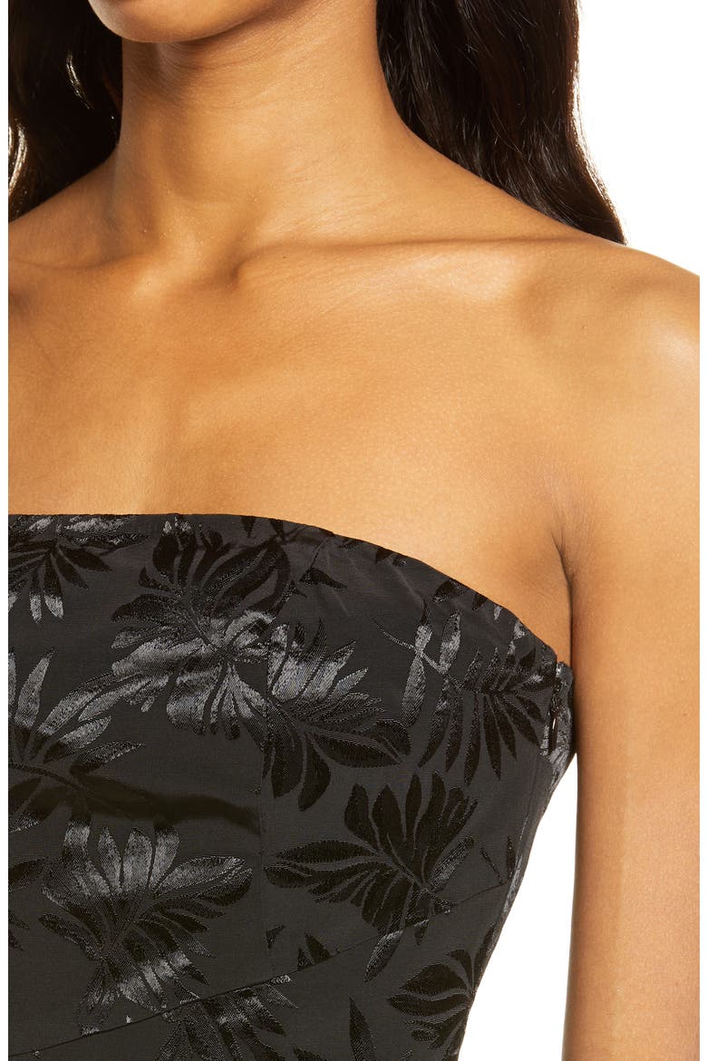 Ignite My Love Embossed Strapless Gown, Alternate, color, BLACK FLORAL