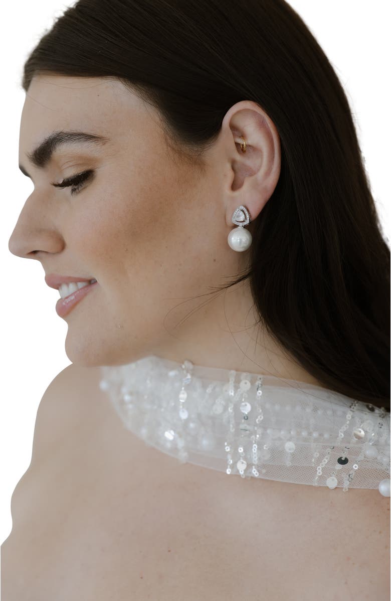 Untamed Petals Legacy Pearl Drop Earrings, Alternate, color, Silver