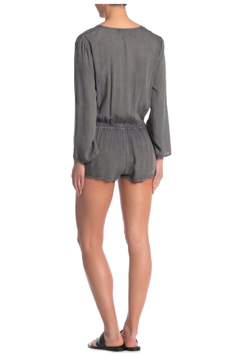 BOHO ME Bell Sleeve Acid Wash Cover-Up Romper, Alternate, color,