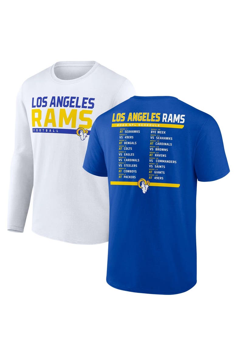 Men's Fanatics Branded Royal/White Los Angeles Rams Two-Pack 2023 Schedule T-Shirt Combo Set, Main, color, Royal