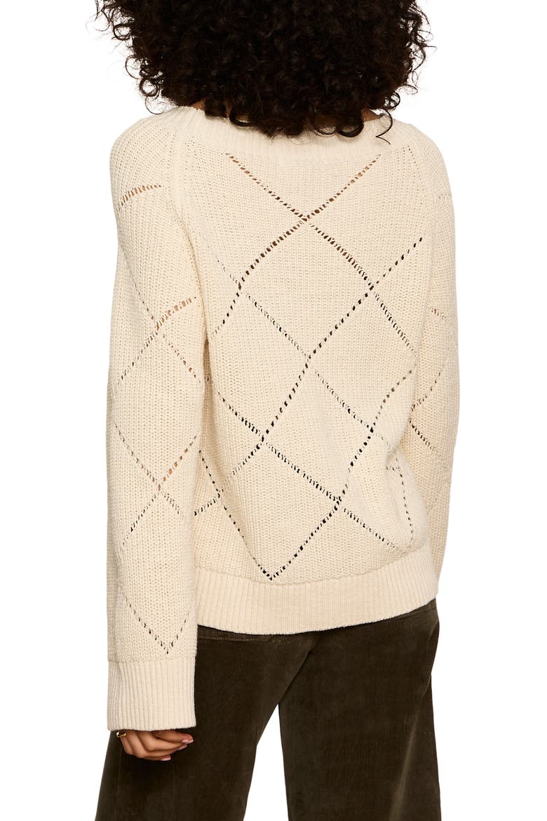 Diamond Stitch Sweater, Alternate, color, BONE WHITE