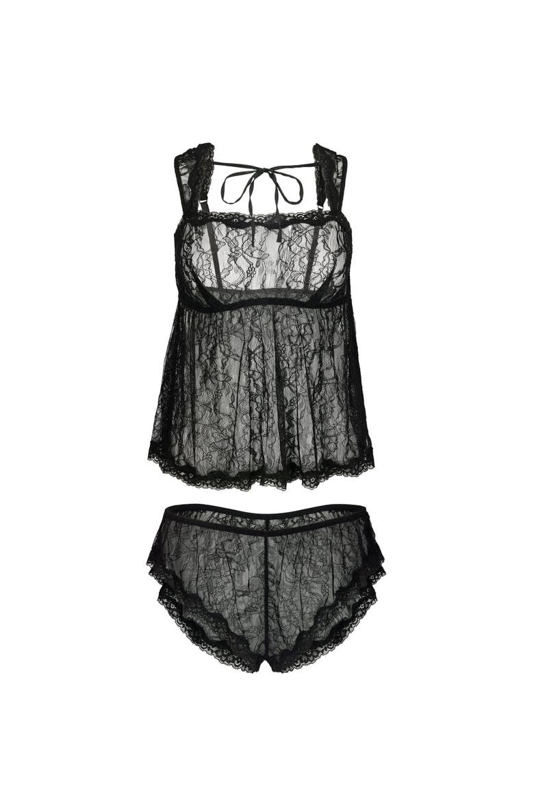 Ettie Cami & Shorts Set Lingerie, Alternate, color, Black