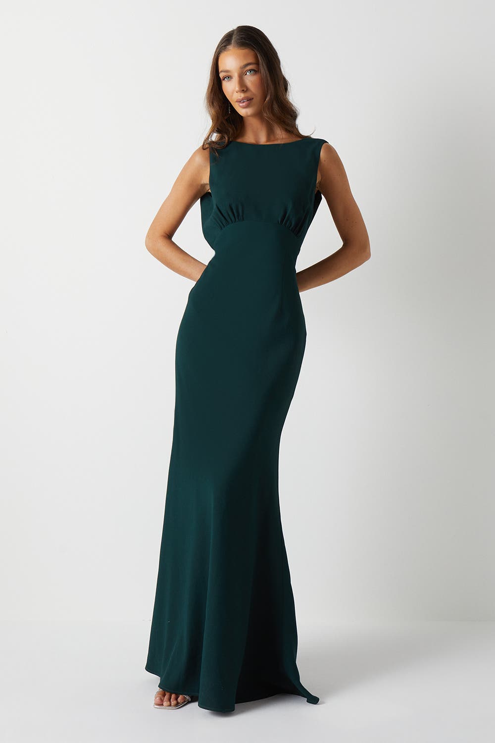 Coast Cowl Back Maxi Bridesmaid Dress in Emerald 