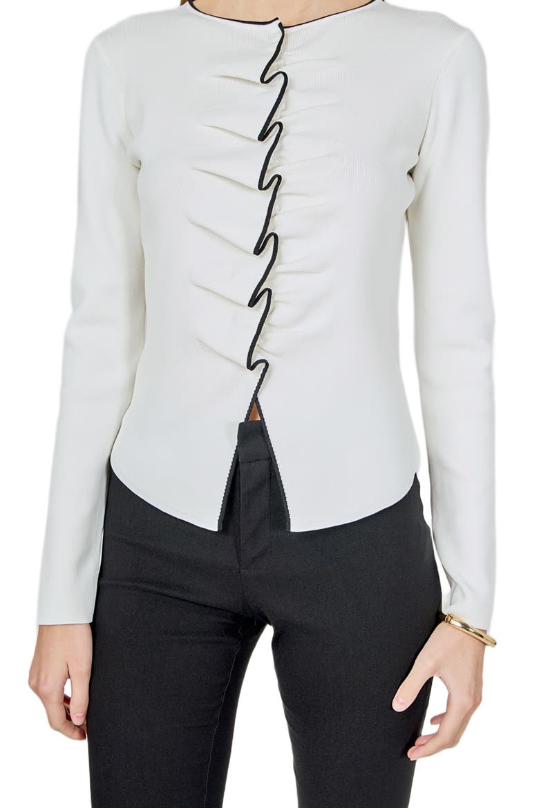 Ruffle Knit Top, Alternate, color, IVORY