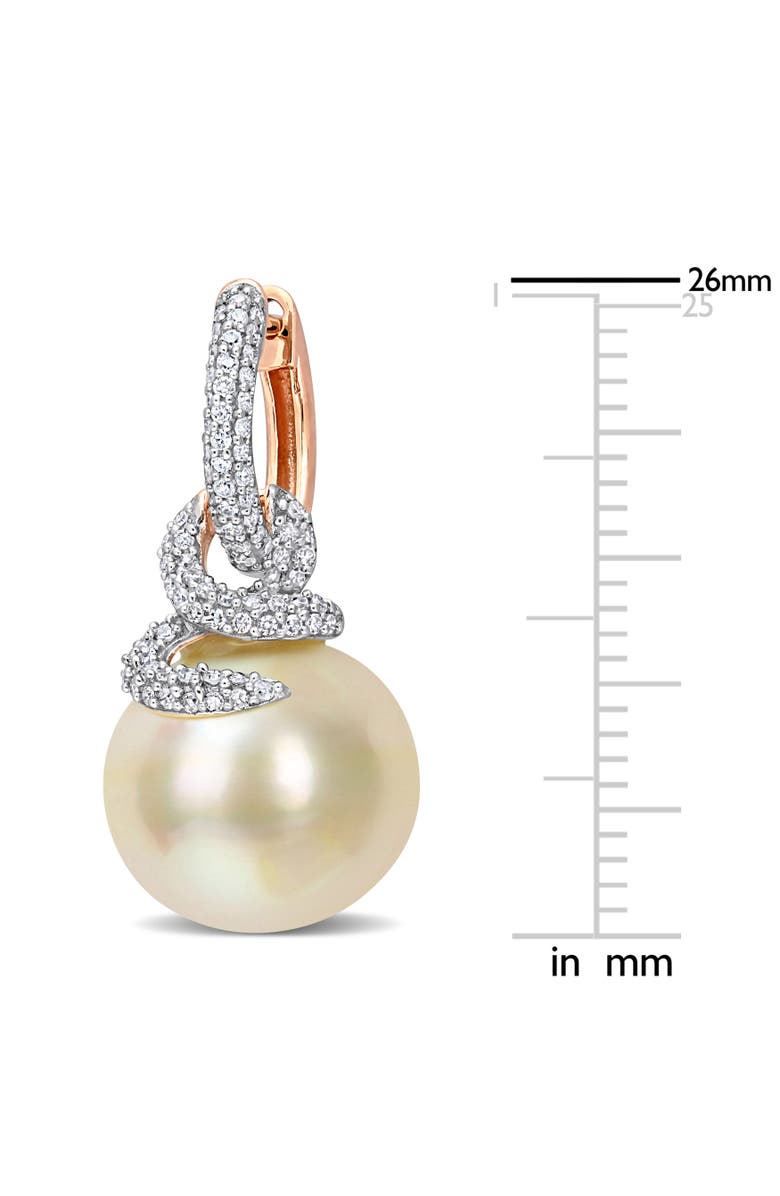 Julianna B. Pearl and Diamond Swirl Huggie Earrings 14k, Alternate, color, Cultured South Sea Pearl