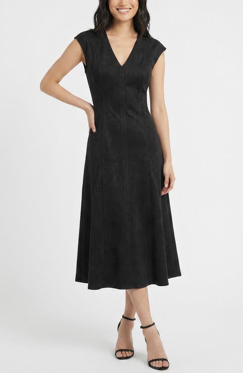 Sleeveless Faux Suede Midi Dress