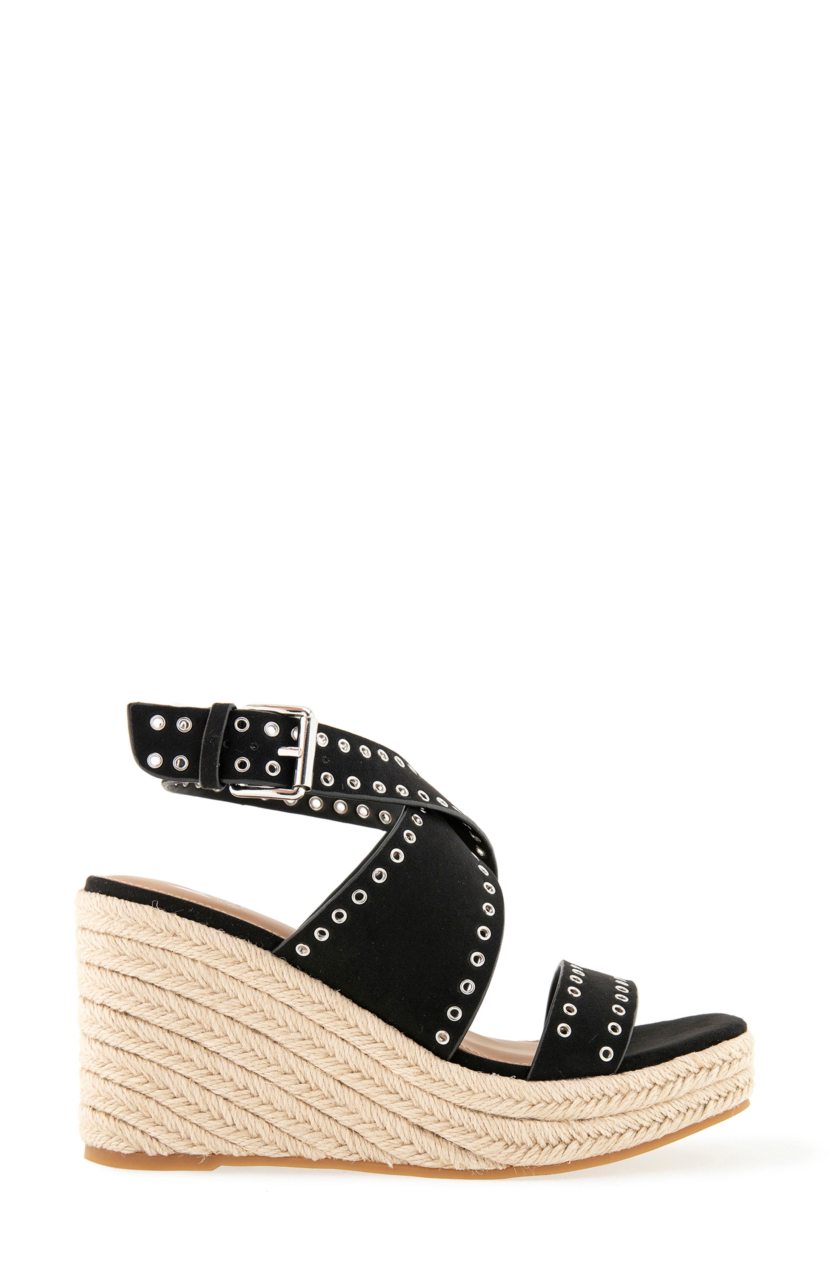 Rebecca Minkoff Gemma Wedge Espadrille Sandal, Alternate, color, Black