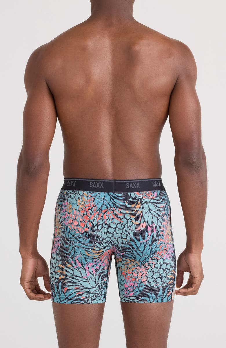 SAXX Quest Quick Dry Mesh Slim Fit Boxer Briefs, Alternate, color, Pineapple Patch-Multi
