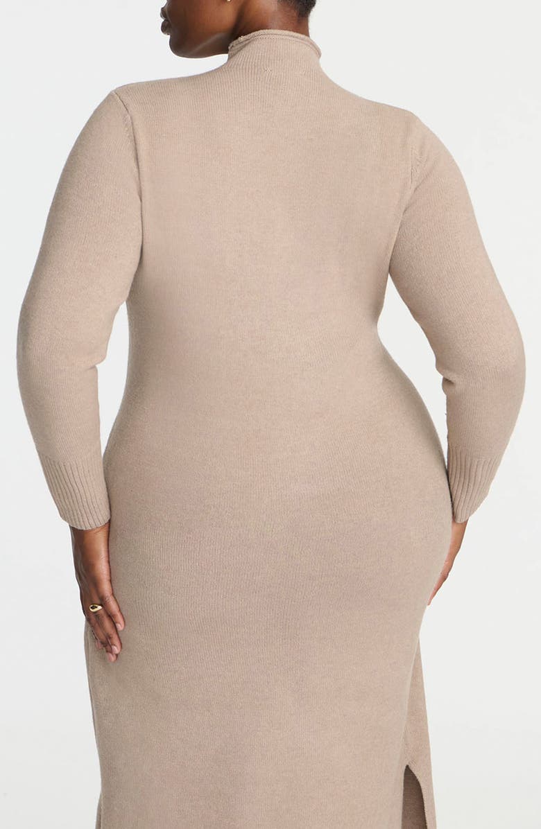 ELOQUII Mock Neck Long Sleeve Maxi Sweater Dress, Alternate, color, Taupe