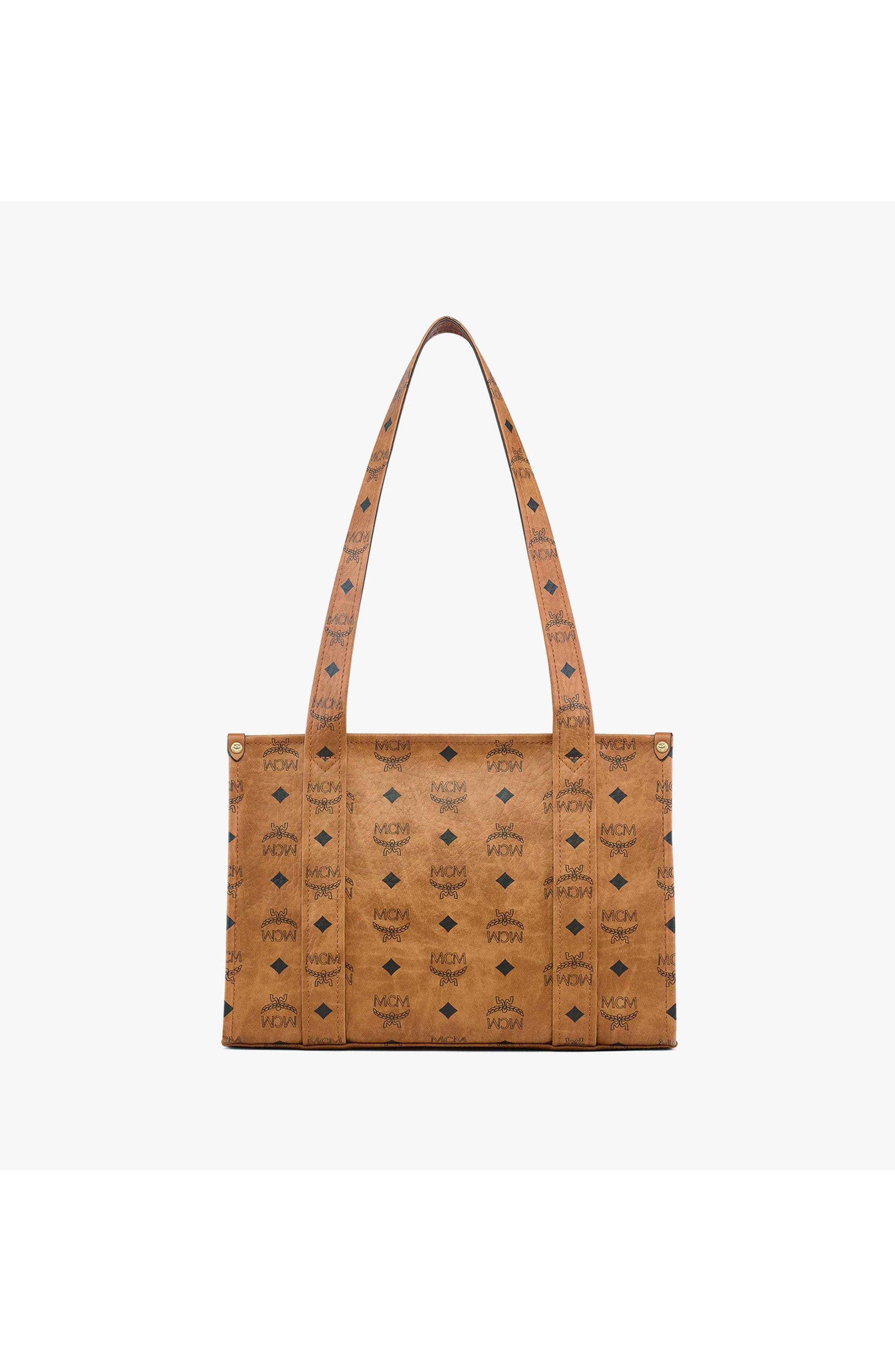 Small Aren School Bag Tote in Visetos, Alternate, color, Cognac