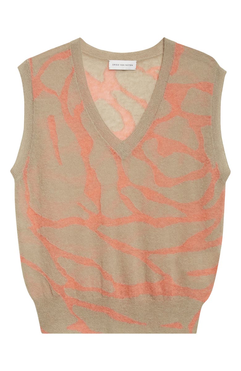 Dries Van Noten Totok Giant Couture Rose Jacquard Wool & Alpaca Blend Sweater Vest, Alternate, color, Olive