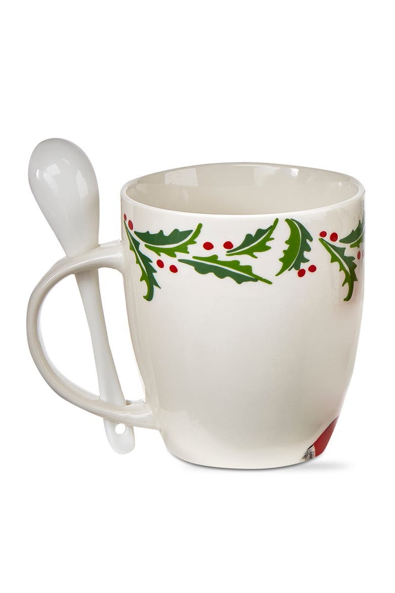 Mistletoe Vintage Santa Mug with Spoon Bone China Drinkware, Alternate, color, Multicolored