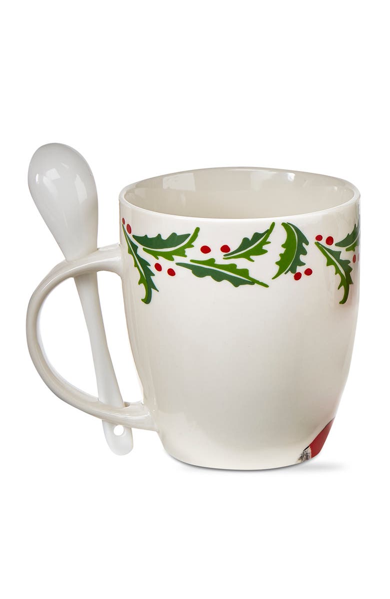 tag Mistletoe Vintage Santa Mug with Spoon Bone China Drinkware, Alternate, color, Multicolored