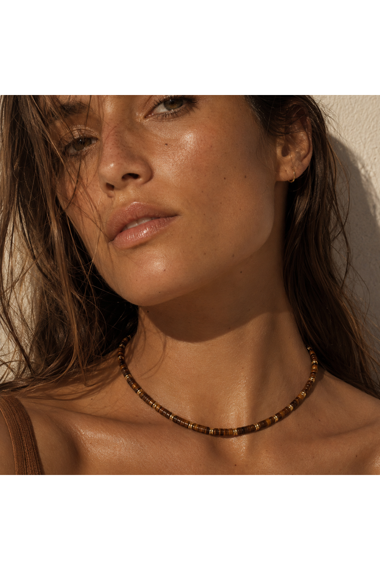Horizon Tiger Eye Stainless Steel Necklace, Alternate, color, Gold