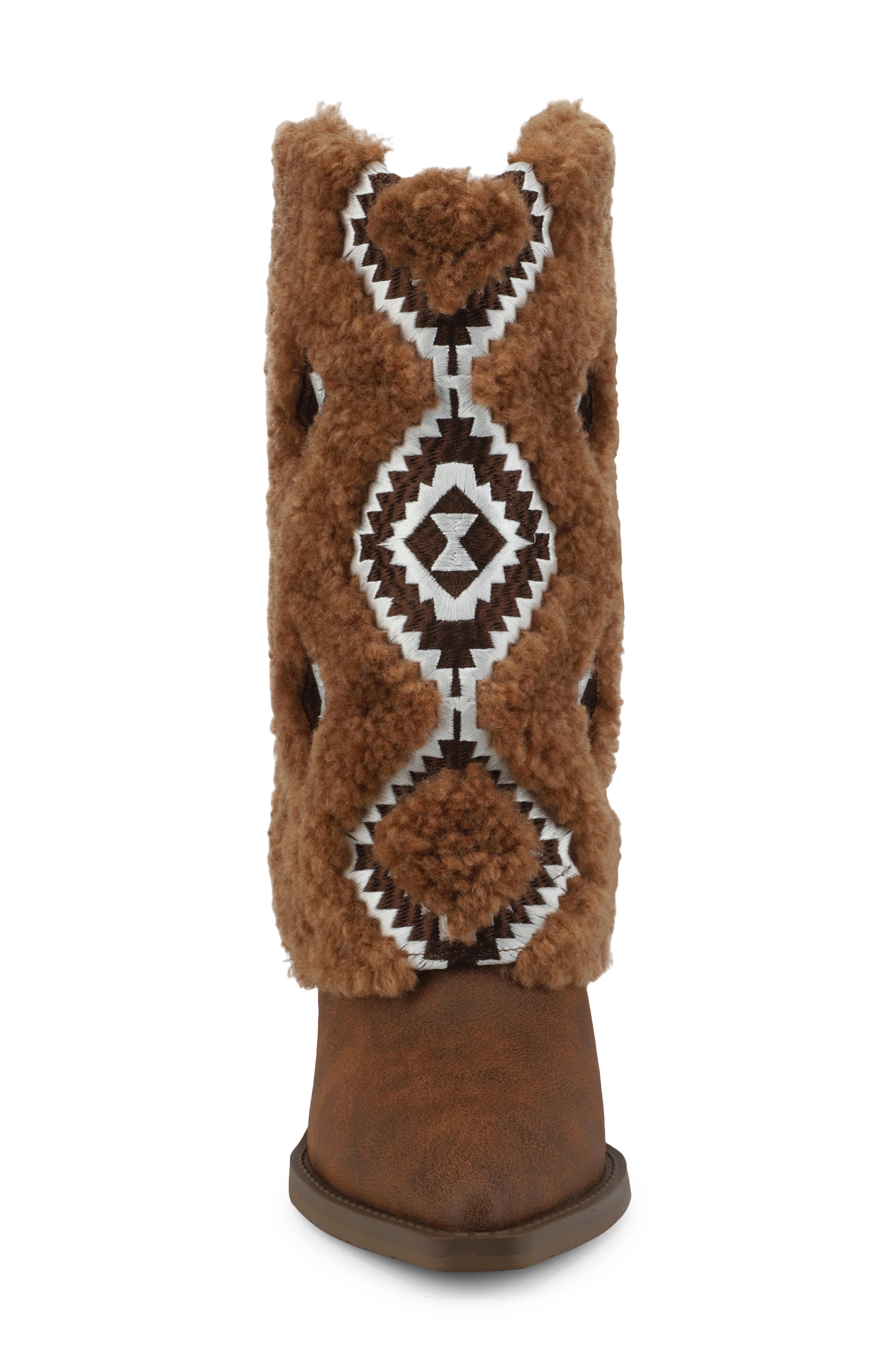 Big Bear Faux Fur Western Boot, Alternate, color, COGNAC