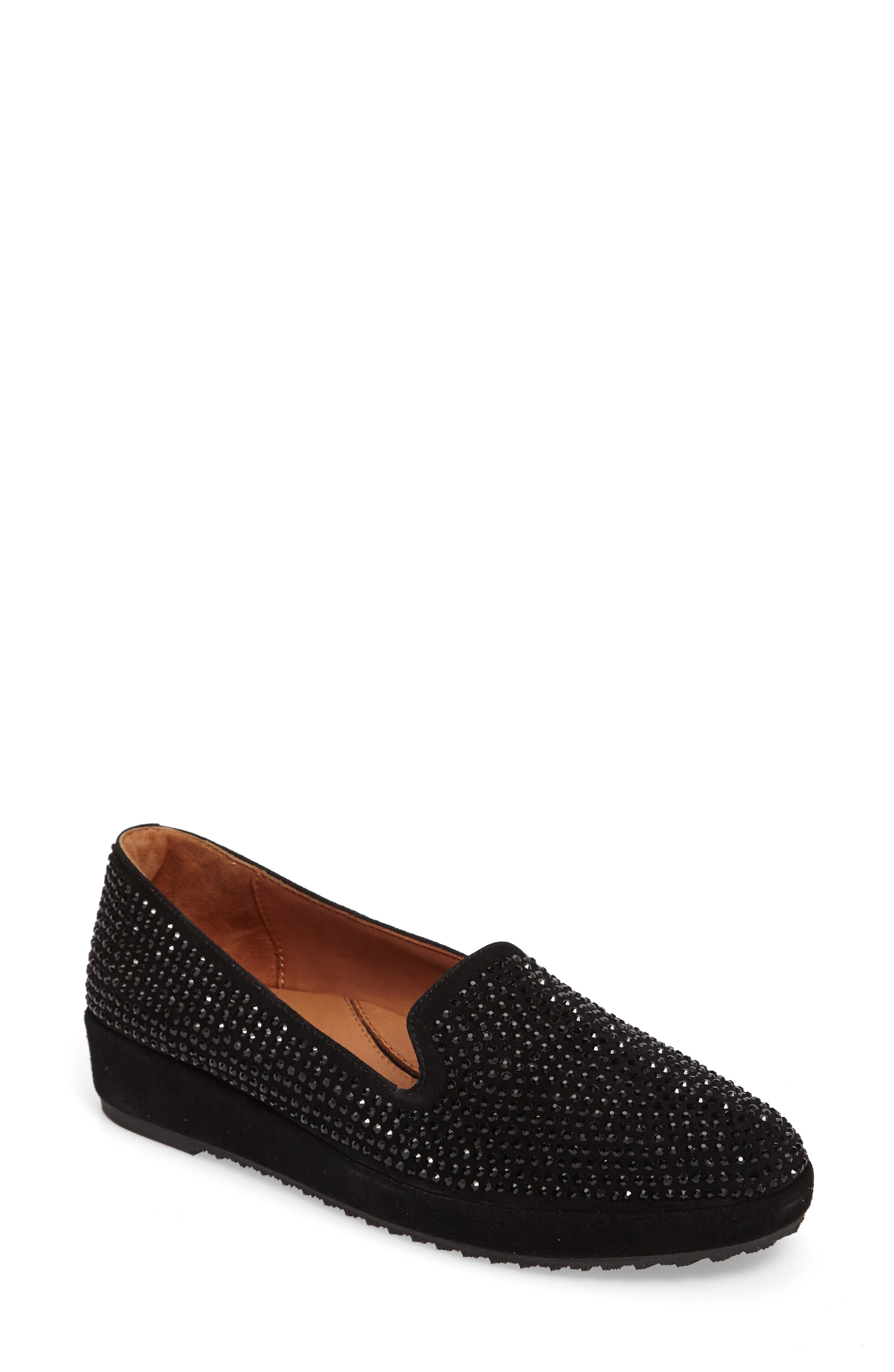 L'Amour des Pieds Correze Embellished Loafer, Main, color, Black Suede