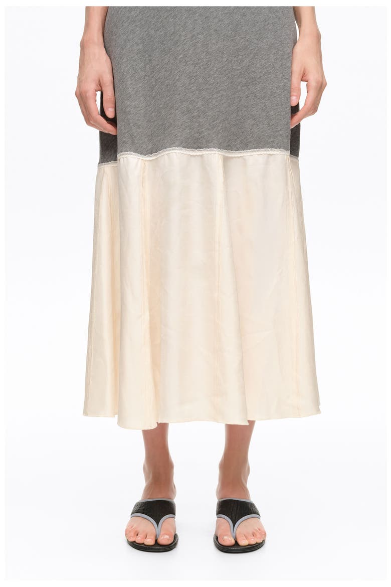 A-line Two-Material Midi Dress, Alternate, color, MELANGE GREY