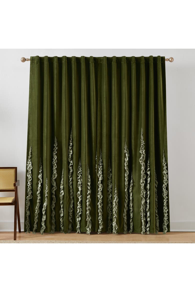 Verdant Path Cotton Blackout Window Panel, Alternate, color, Green