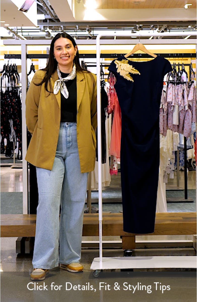 Metallic Feather Detail Cocktail Sheath Dress, sales video thumbnail