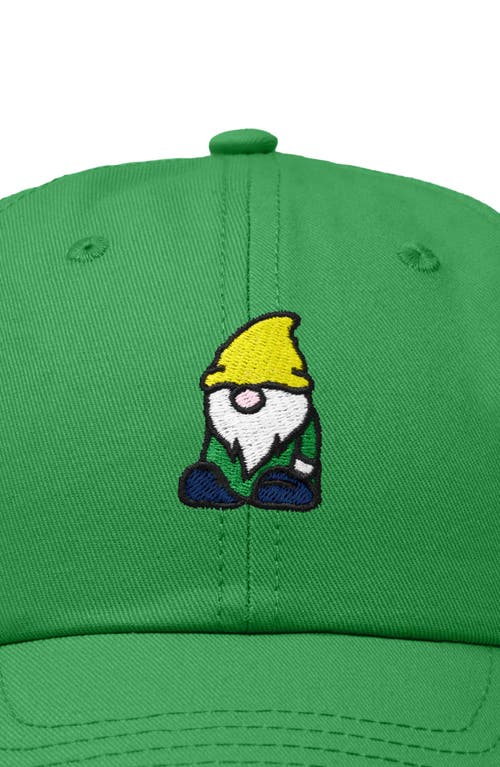 Dalix Gnome Embroidered Dad Hat In Kelly Green