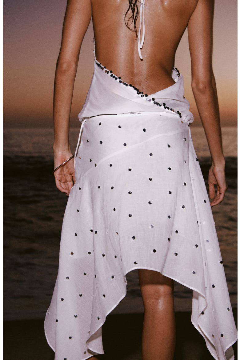 Sequin Asymmetric Skirt, Alternate, color, OFF WHITE