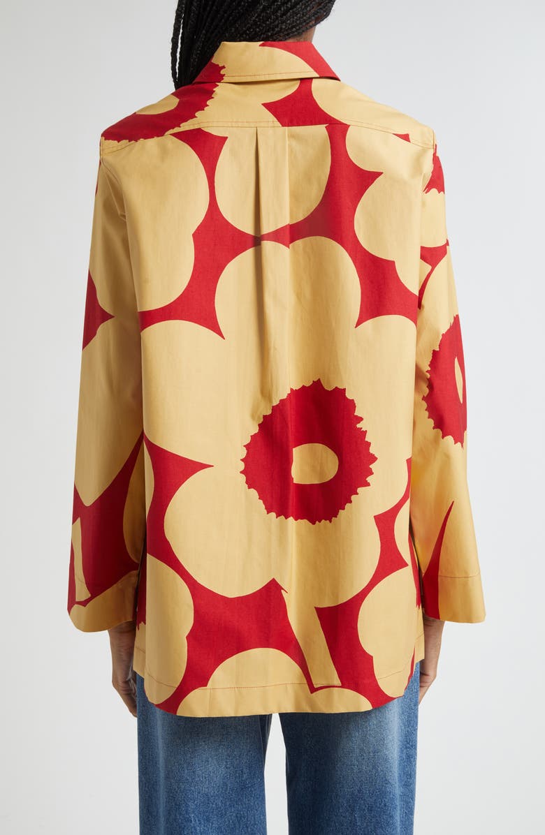 Marimekko Maaria Unikko Floral Twill Shirt, Alternate, color, Light Brown Red