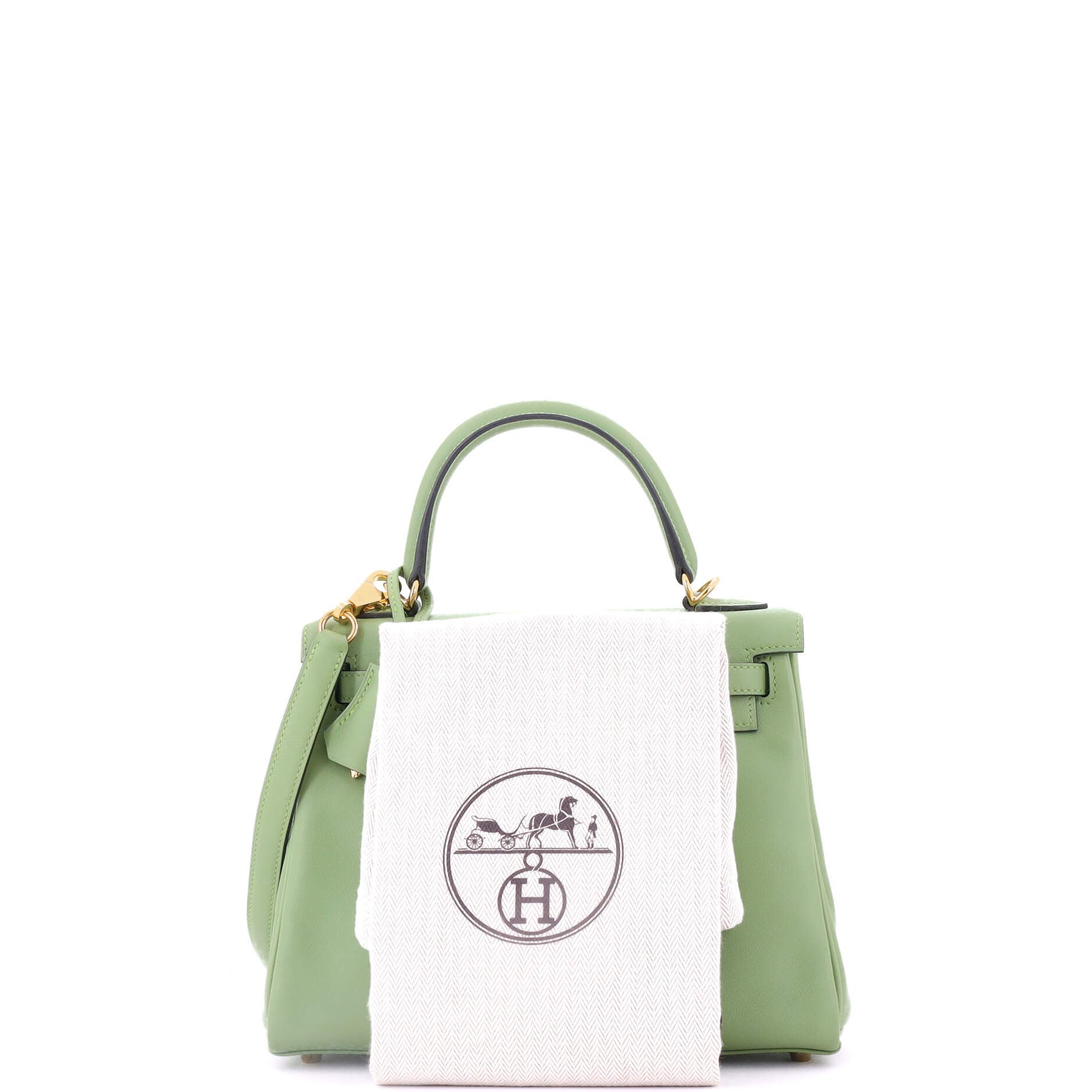 Pre-Owned Hermes Kelly Handbag Green Evercolor with Gold Hardware 25, Alternate, color, 