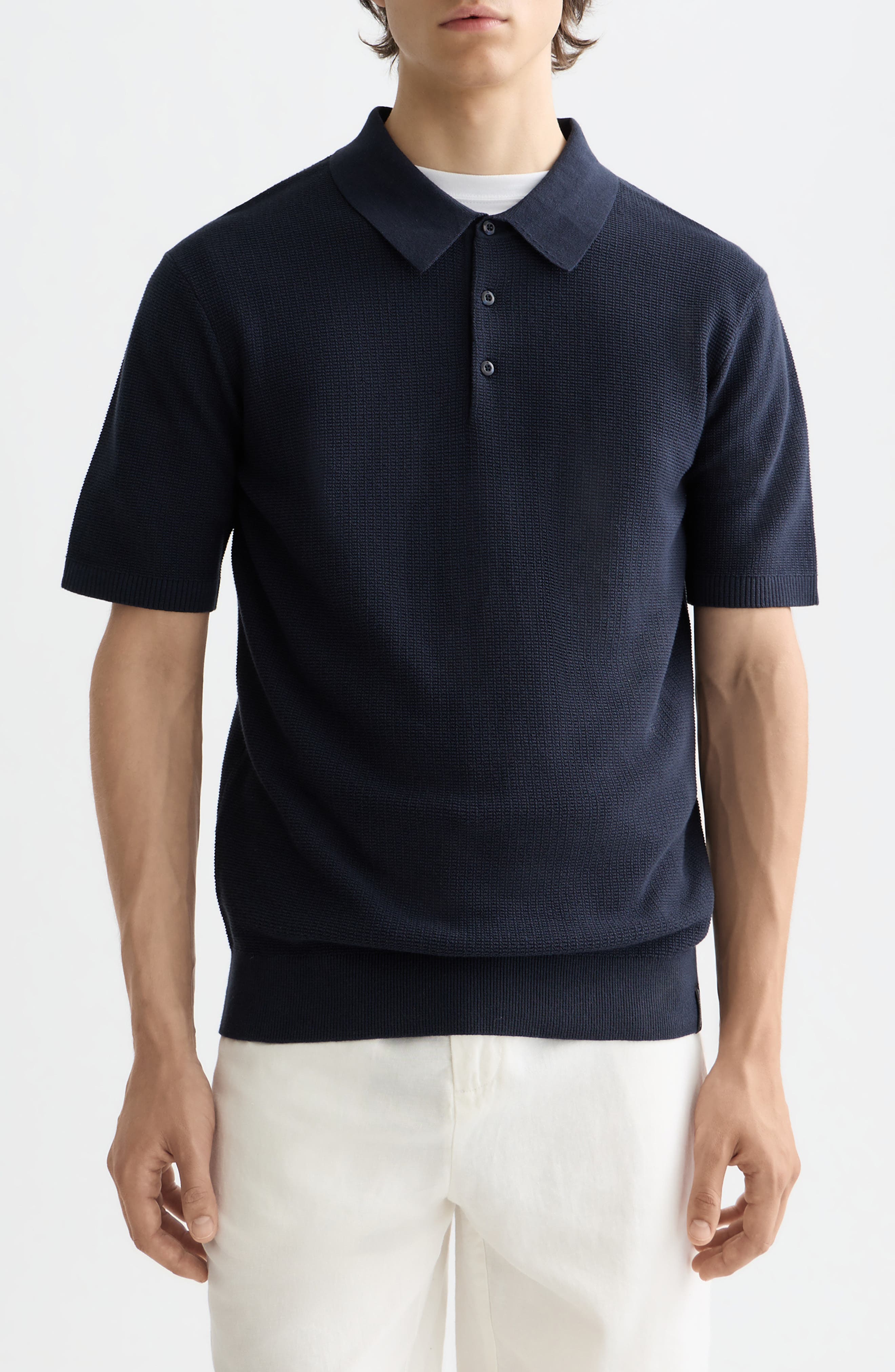 Structured Knit Cotton Polo - image 3