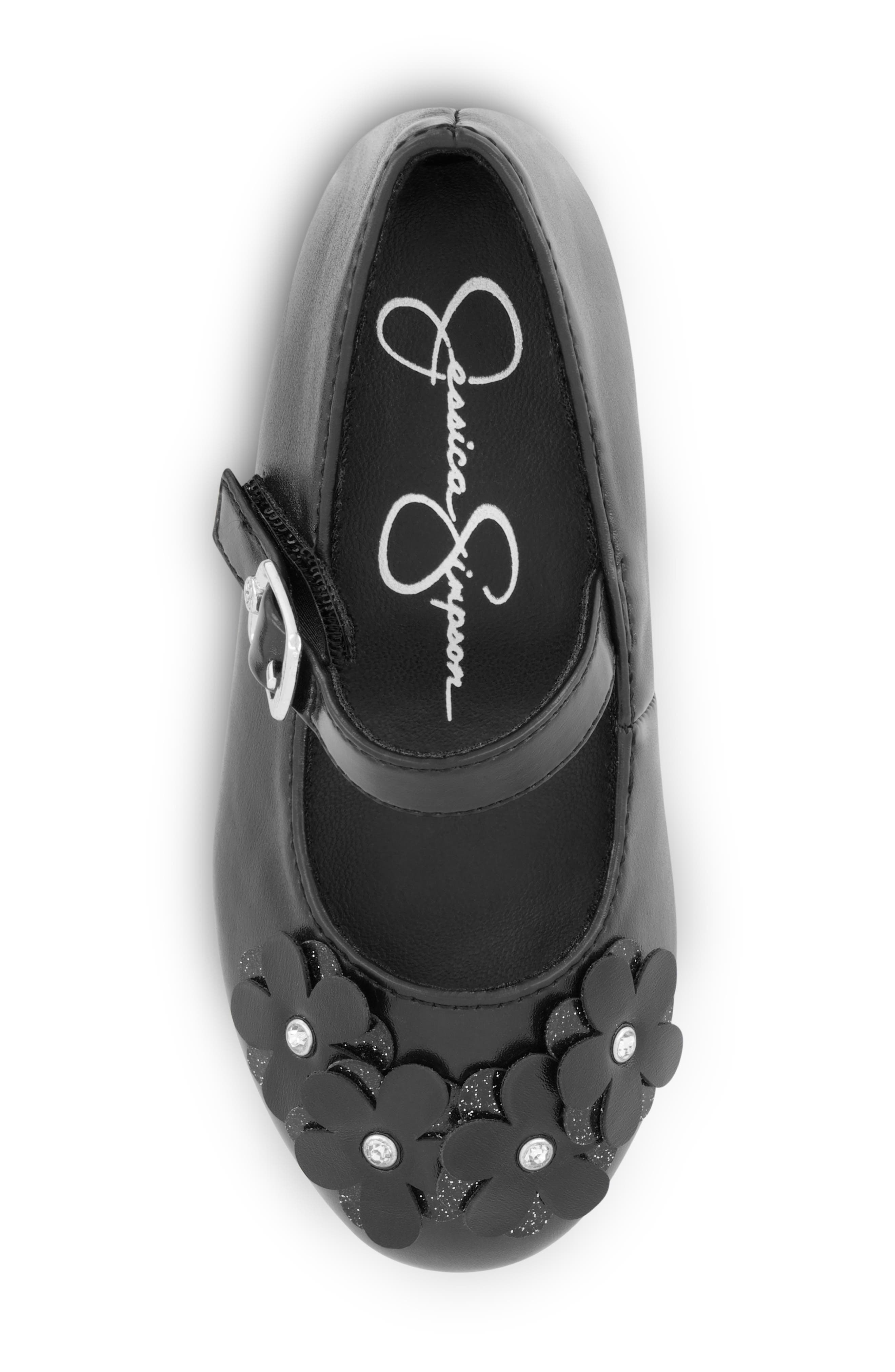 Jessica Simpson Kids' Amy Petal Mary Jane Flat, Alternate, color, Black