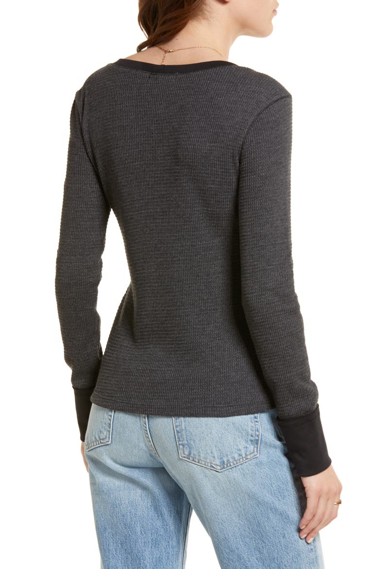 Long Sleeve Thermal Knit Top, Alternate, color, BLACK
