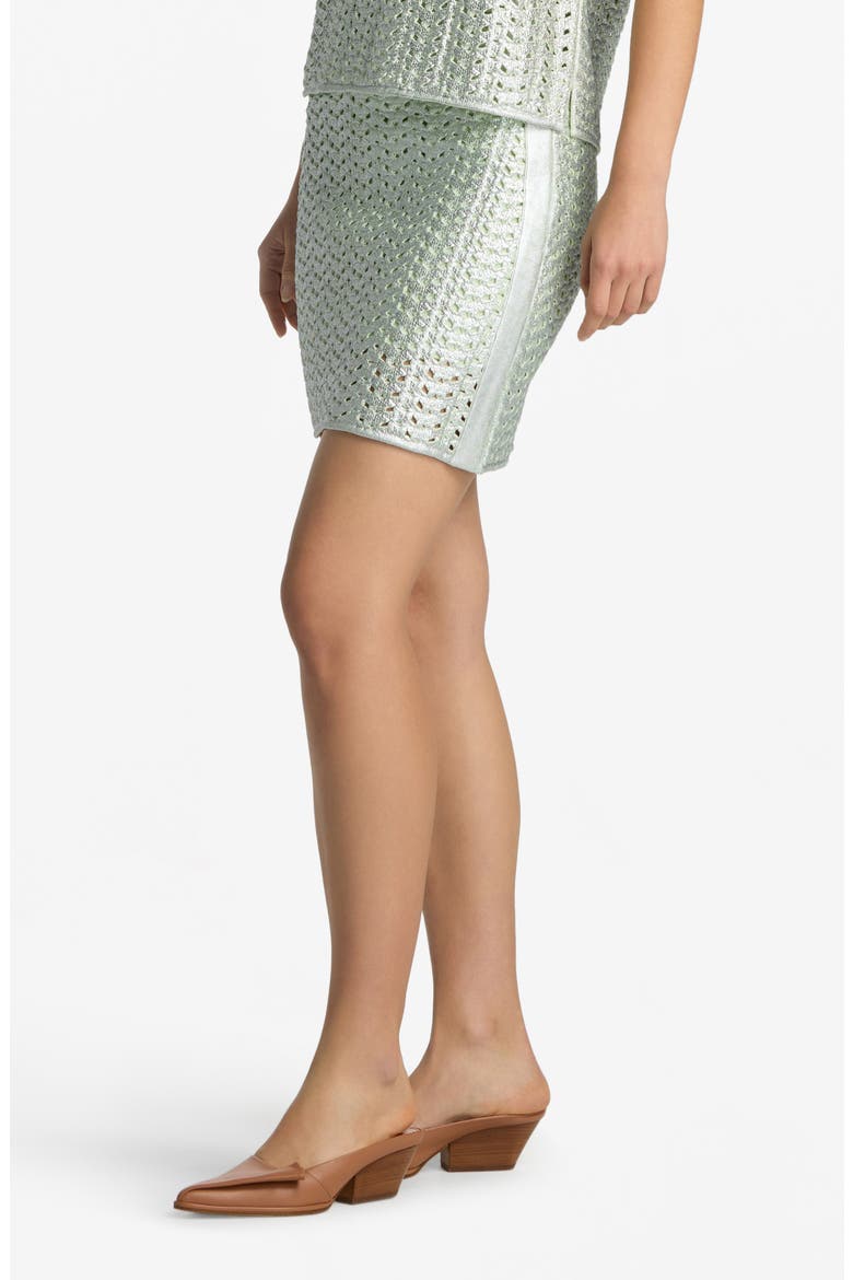 Lacquered Crochet Miniskirt, Alternate, color, PALE LIME