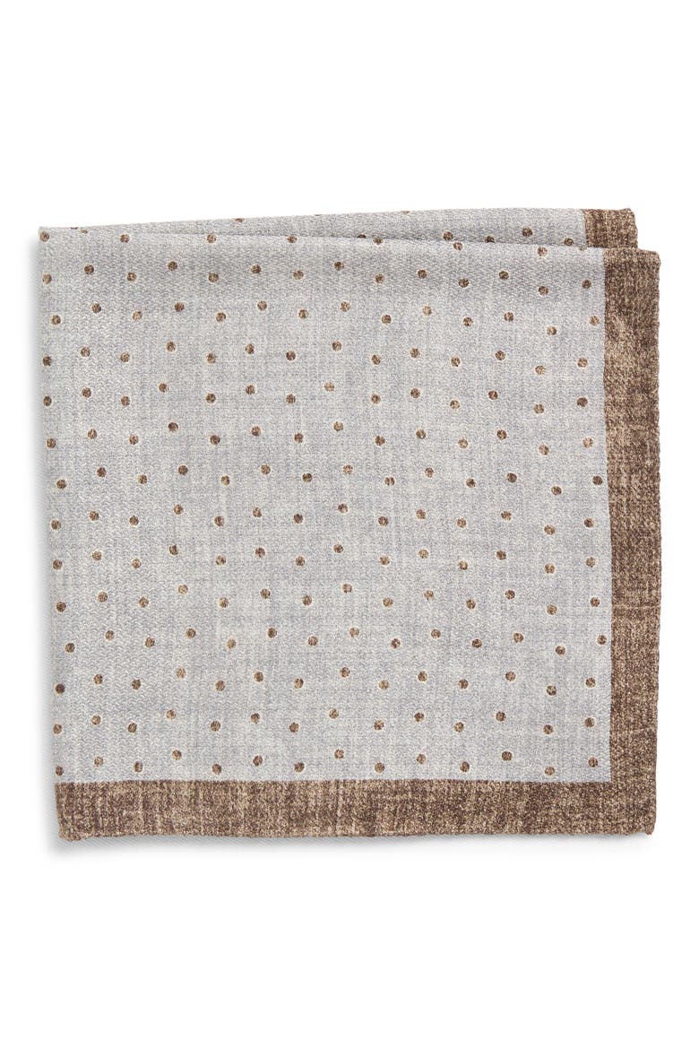 Thelon Dotted Silk Pocket Square, Main, color, TAN