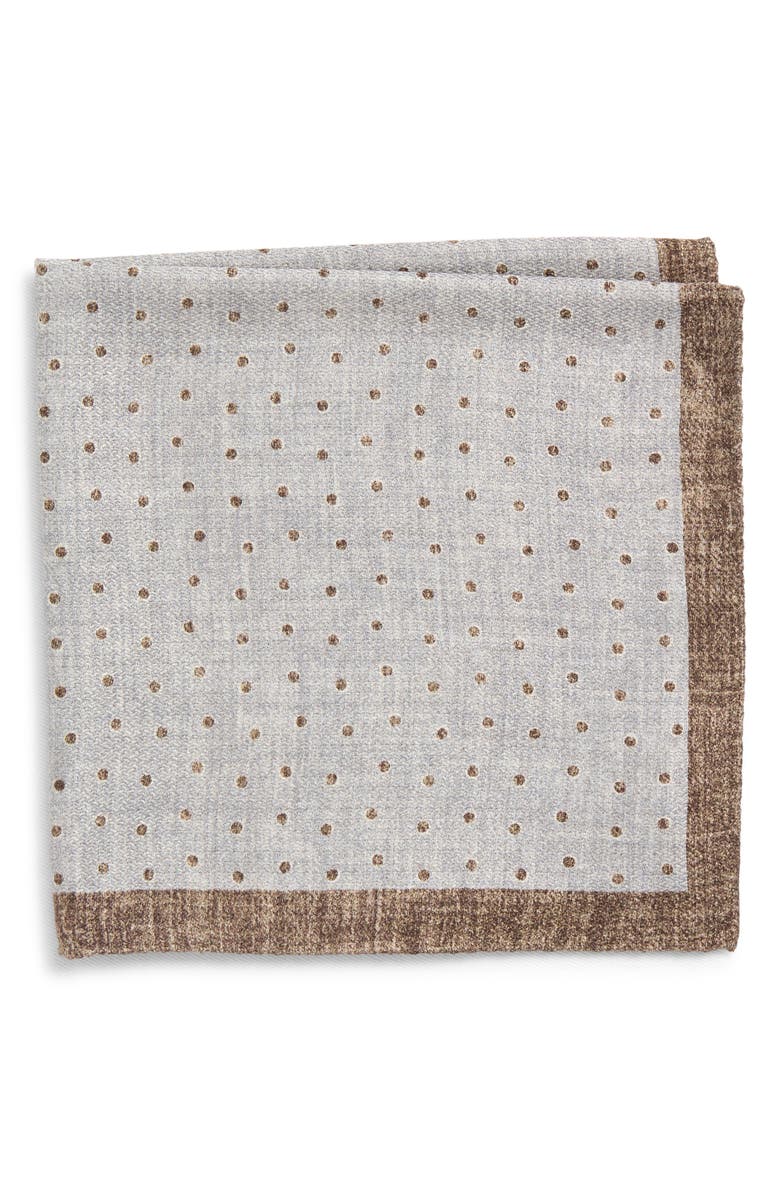 Jack Victor Thelon Dotted Silk Pocket Square, Main, color, Tan
