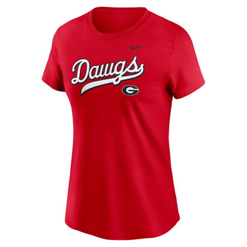 Nike Red Georgia Bulldogs Local Script T-shirt In Red