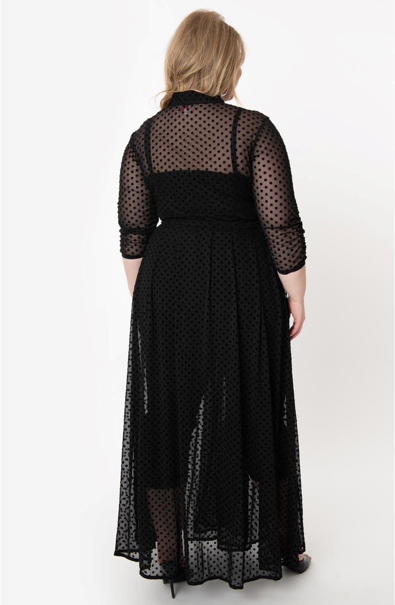 Unique Vintage Plus Size Three Quarter Sleeved Starlet Duster, Alternate, color, Black