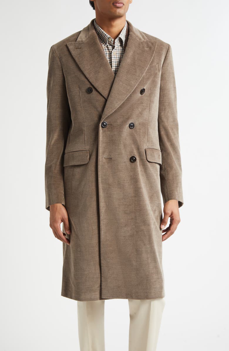 Boglioli Double Breasted Corduroy Coat, Main, color, Sand