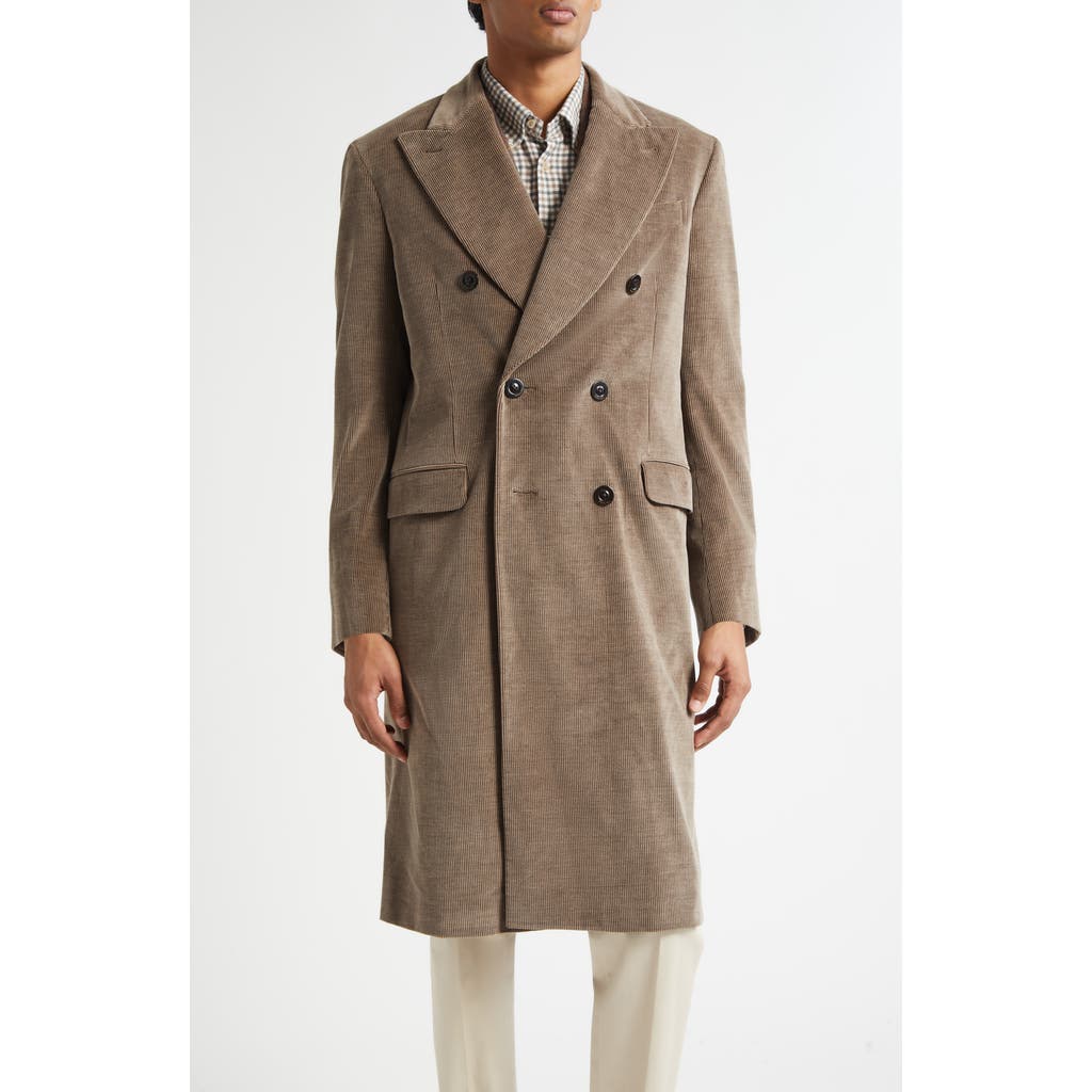 Boglioli Double Breasted Corduroy Coat In Brown