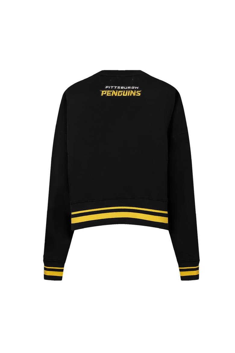 Women's Pro Standard  Black Pittsburgh Penguins Area Code Cropped Pullover Sweatshirt, Alternate, color, Black