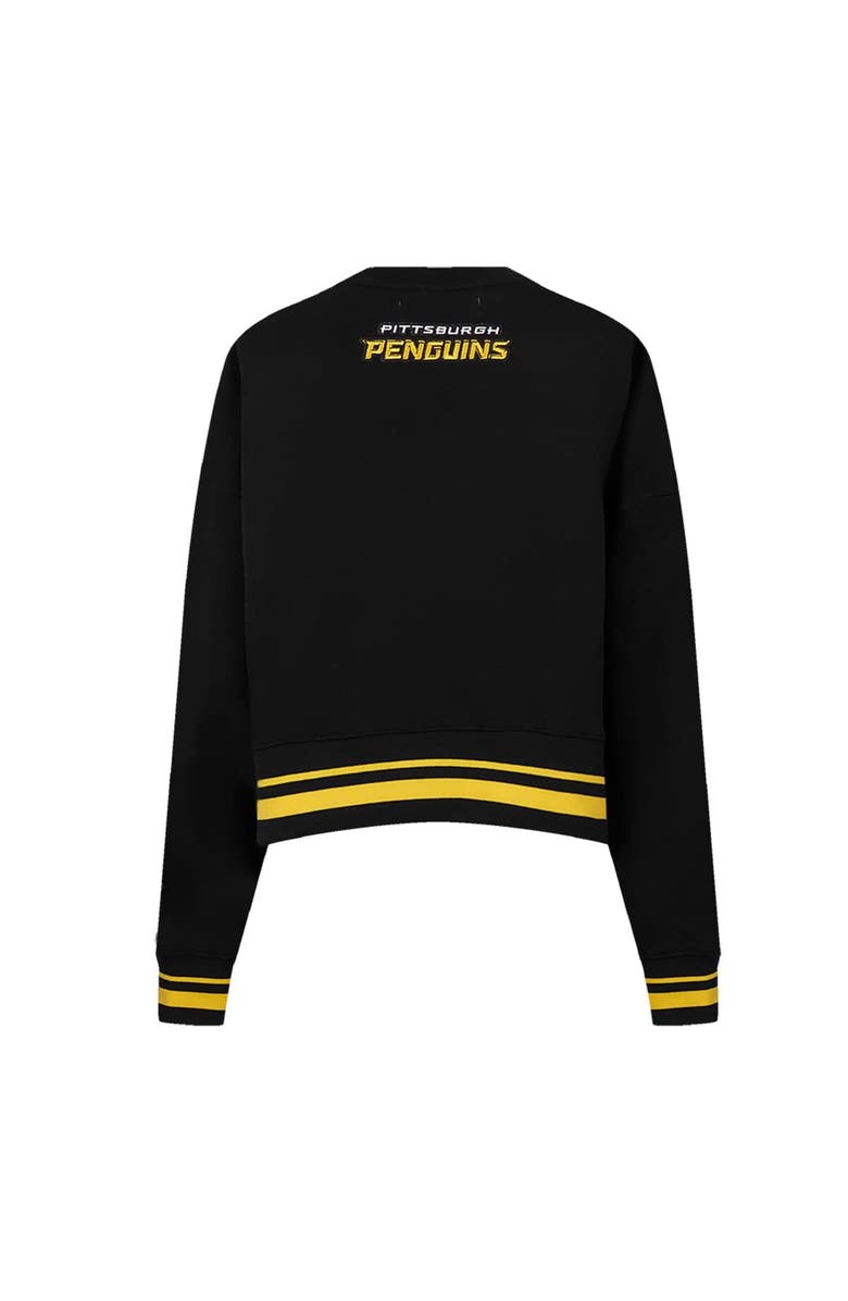 PRO STANDARD Women's Pro Standard  Black Pittsburgh Penguins Area Code Cropped Pullover Sweatshirt, Alternate, color, Black