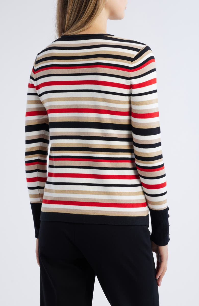 Anne Klein Stripe Button Cuff Sweater, Alternate, color,