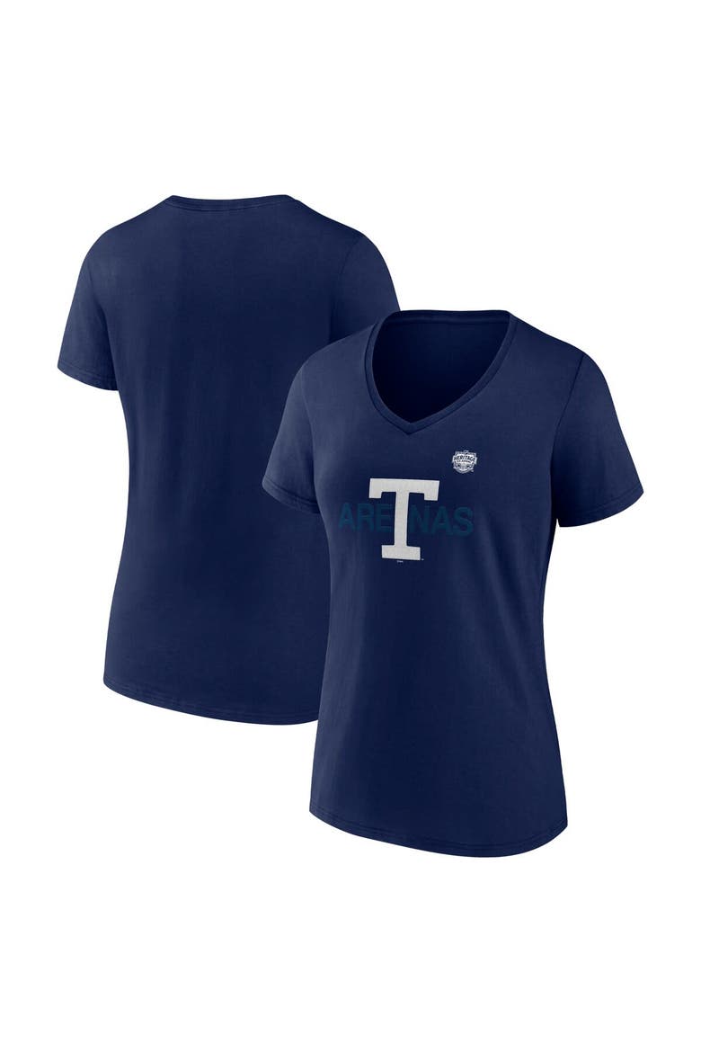Women's Fanatics  Navy Toronto Maple Leafs Primary Logo V-Neck T-Shirt, Main, color, Navy