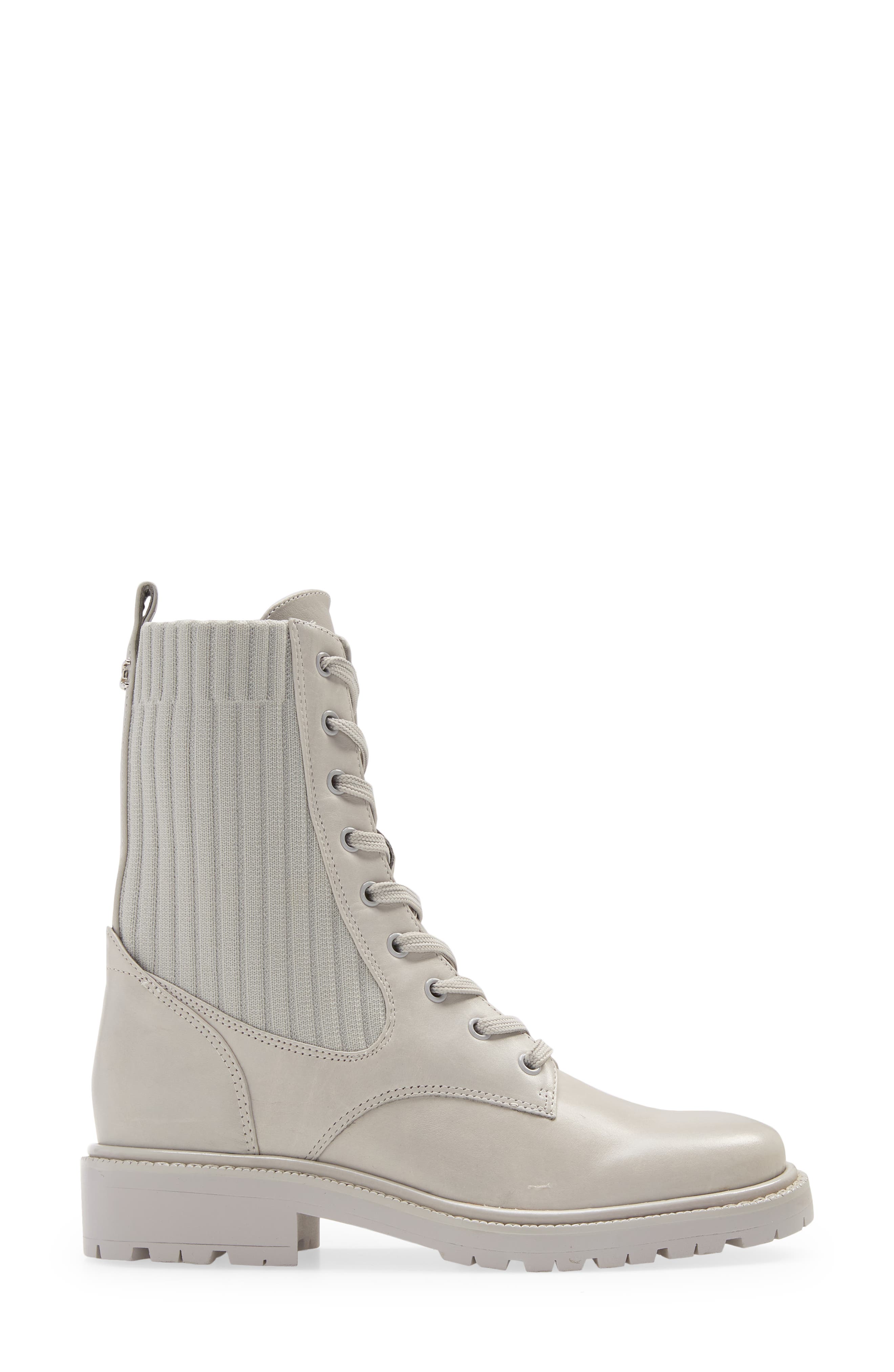 Lydell Mixed Media Lug Sole Combat Boot, Alternate, color, PEBBLE GREY