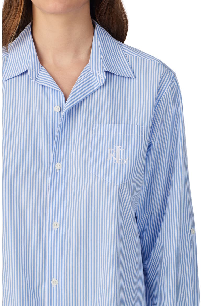 Print Cotton Sleepshirt, Alternate, color, BLUE STP