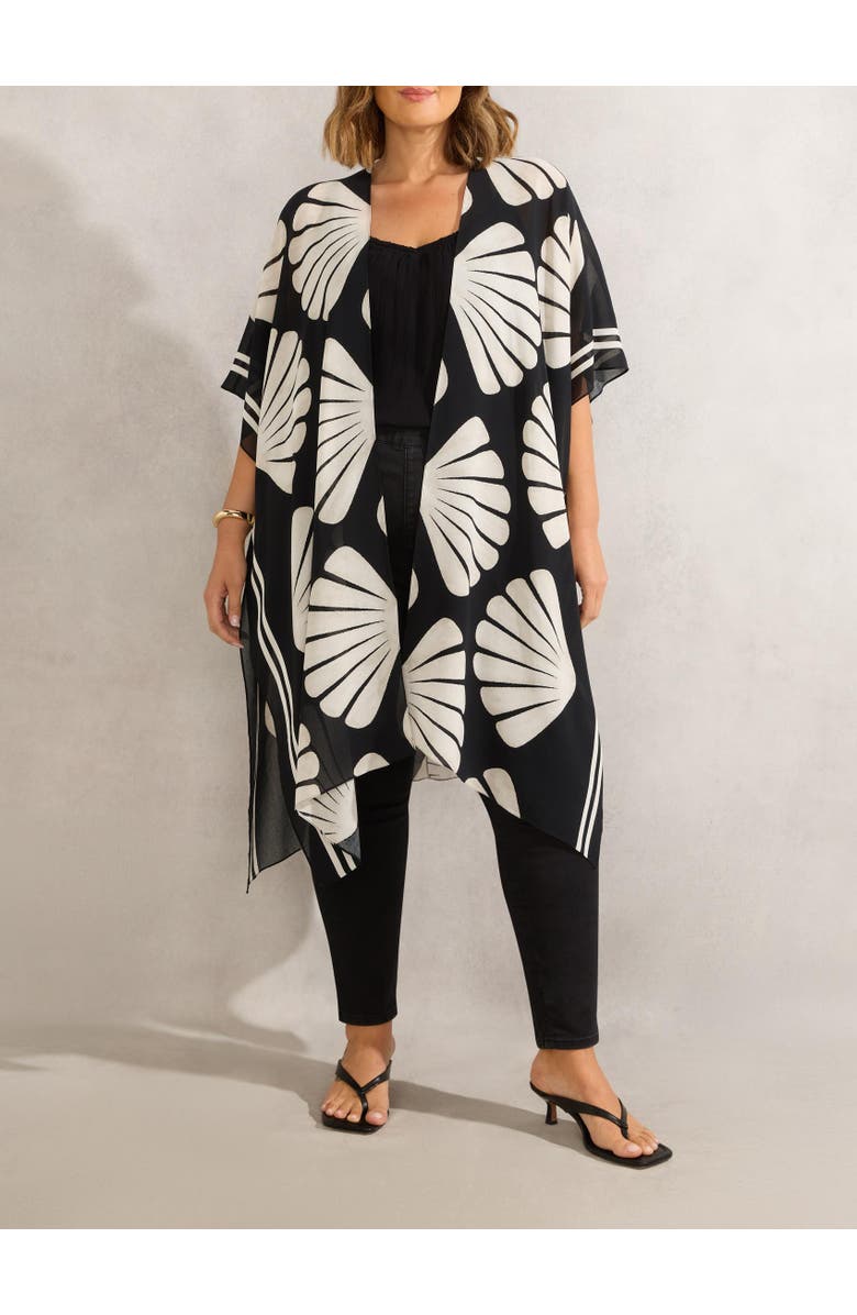 Live Unlimited Shell Print Longline Kimono, Alternate, color, Multi