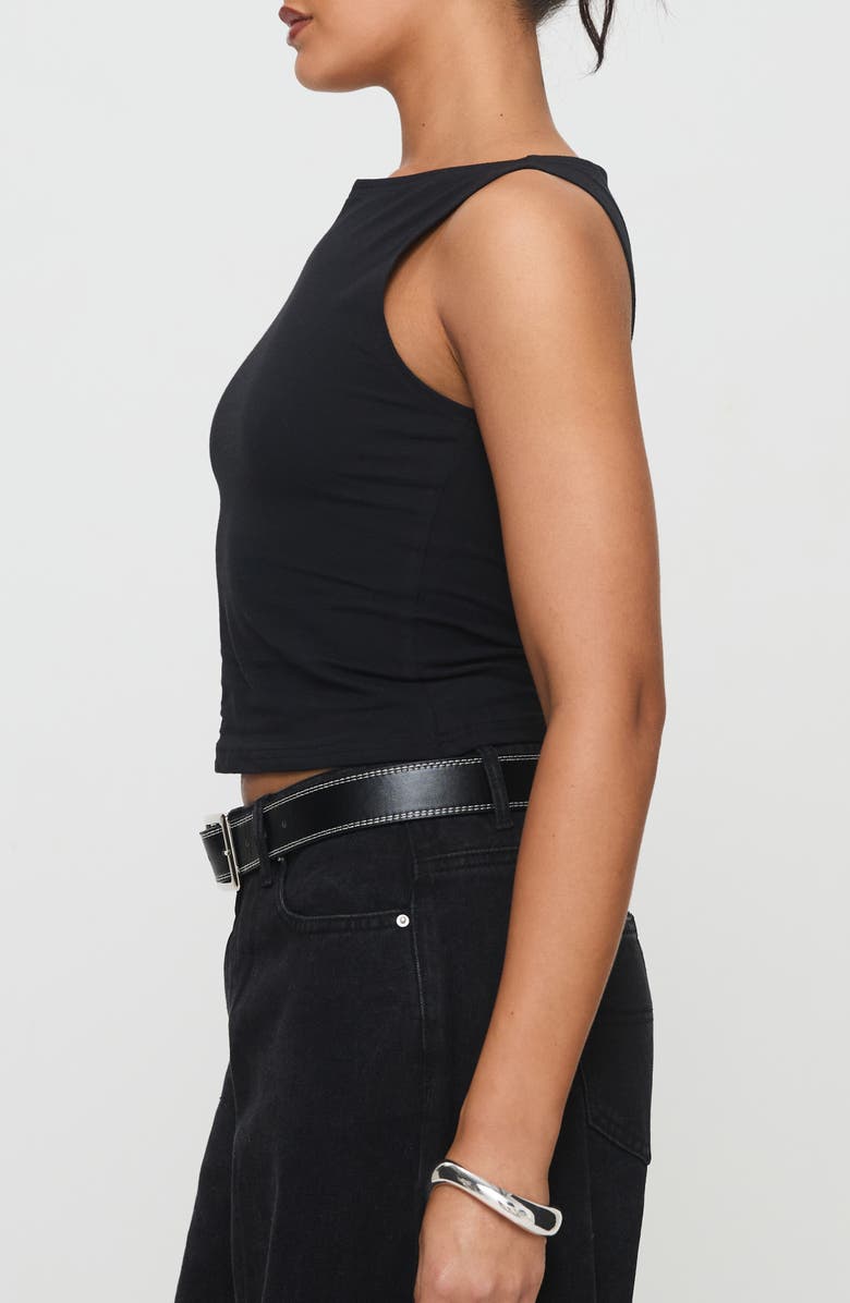 Princess Polly Bleeker Boat Neck Crop Tank, Alternate, color, Black