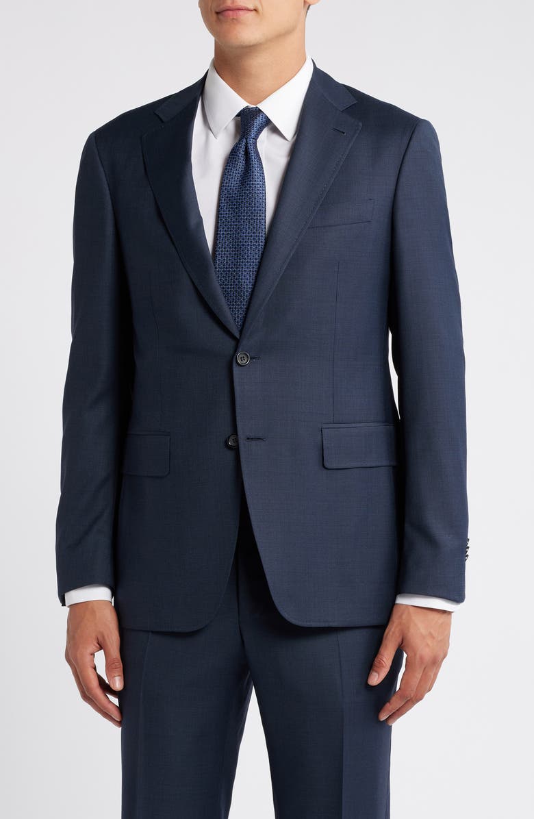 Canali Kei Trim Fit Navy Wool Suit, Alternate, color, 