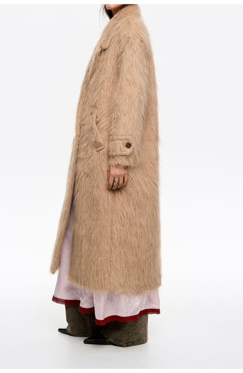 Bimba Y Lola Fur Tailored Coat In Brown
